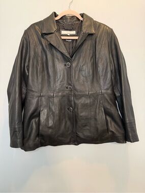 Vintage Wilsons Leather Black Jacket Thinsulate Insulated Button Blazer XL